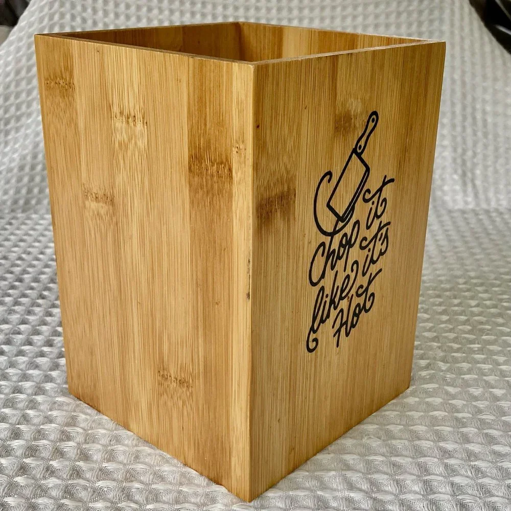 BAMBOO Kitchen Utensil Holder Chop it Like it's Hot 5